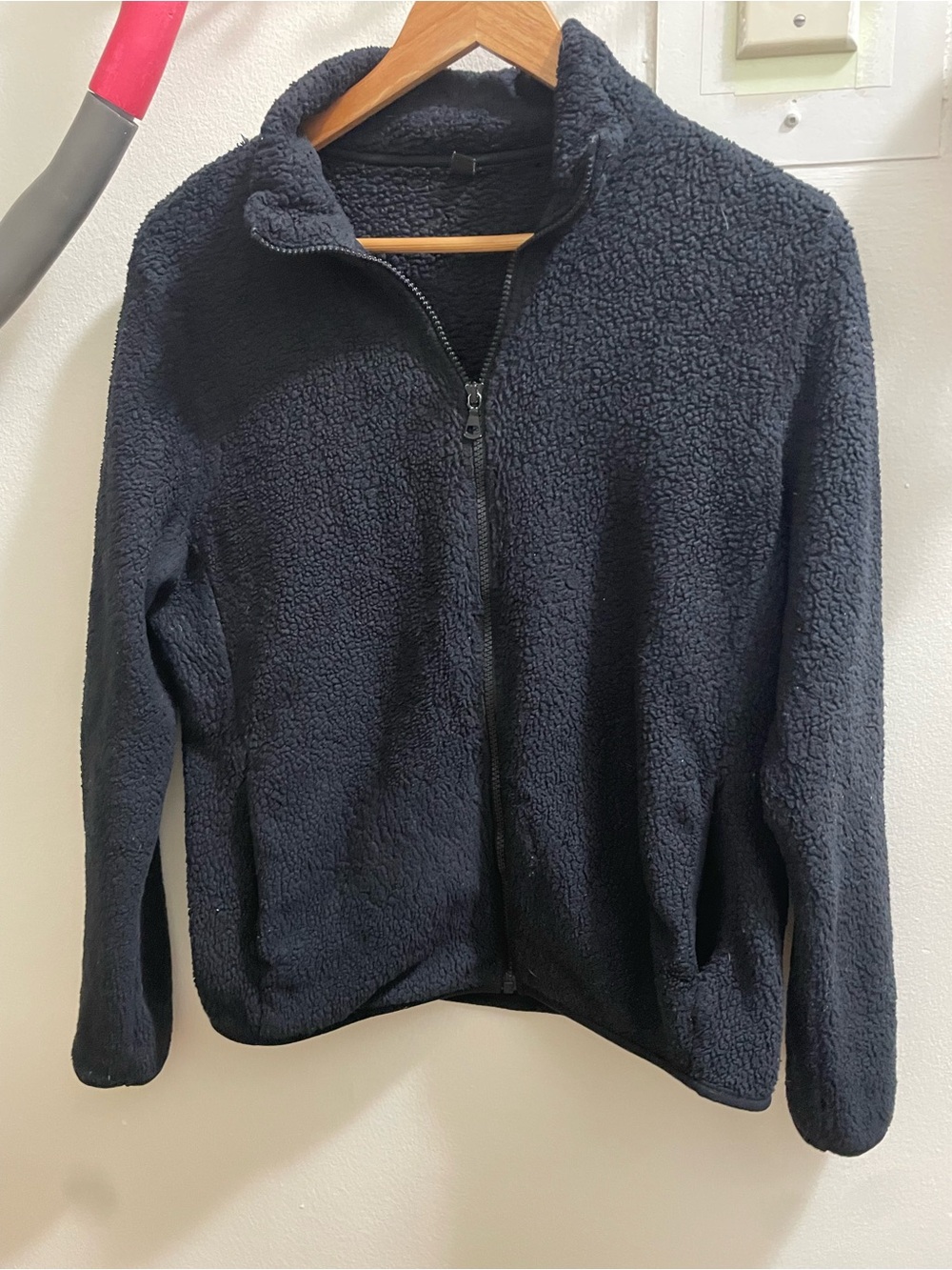 Uniqlo Black Teddy Sherpa Full-Zip Jacket